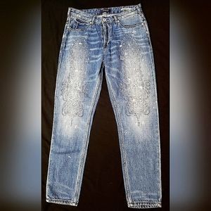 Scotch and Soda Embossed Cut Out Embellished Mom Jeans Sz 28/32